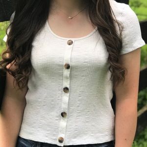 American Eagle White Short Sleeve